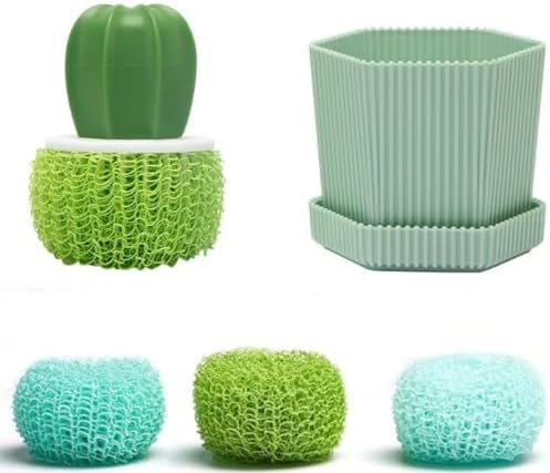 Dish and Pot Cleaning Brush with Holder Set - 3 Replaceable Brush Heads