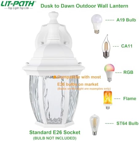 LIT-PaTH Dusk to Dawn Wall Lantern with E26 Base 1