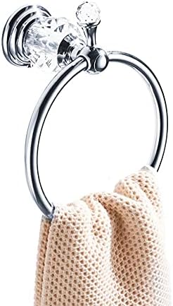 WOLIBEER Chrome Towel Ring with Crystal Balls