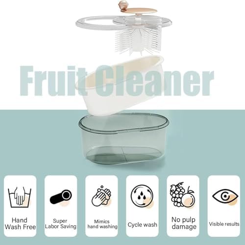 Fruit Cleaner Spinner with Lid and Brush 720-Degree Cleaning Durable ABS Material