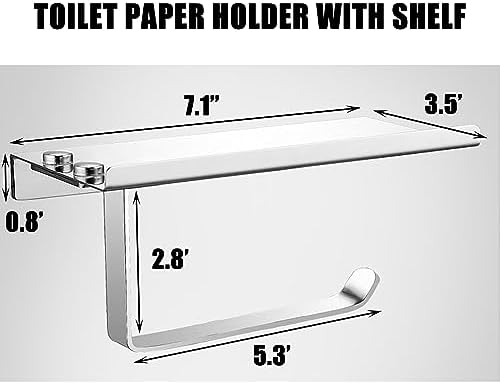 Stainless Steel Toilet Paper Holder with Shelf 1