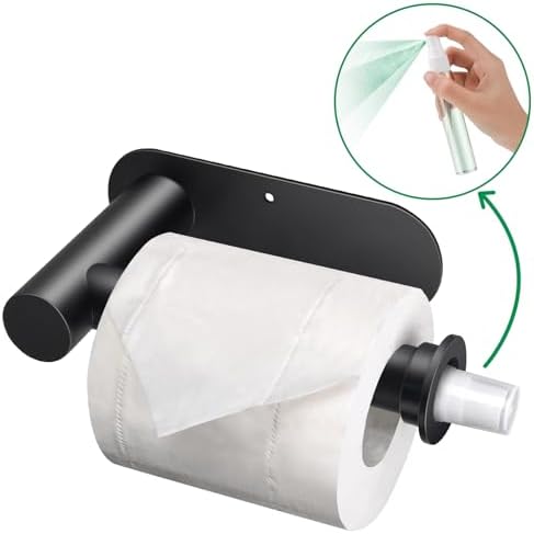 Wall Toilet Paper Holder with Hidden Spray Bottle - Black 1