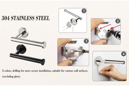 Matte Black Toilet Paper Holder Wall Mount Sturdy Stainless Steel