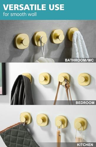 4 Pcs Stainless Steel Suction Cup Hooks for Shower and Bathroom