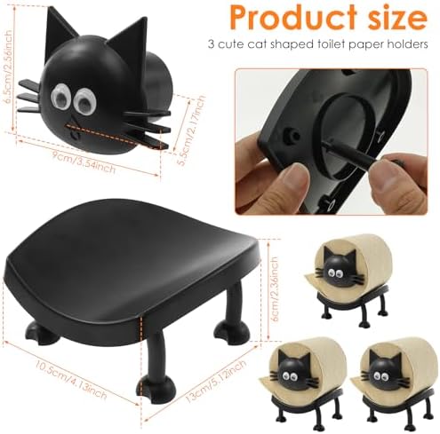 LAINIUTE 3Pcs Funny Cat Toilet Paper Holder