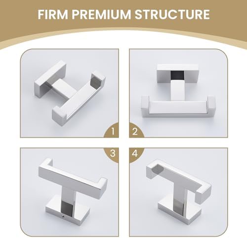 Suyar Double Towel Hook SUS304 Stainless Steel Polished Chrome Wall Mounted