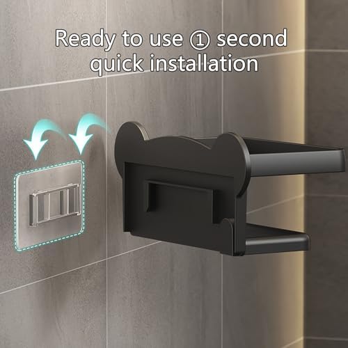 Toilet Paper Holder with Phone Shelf and Storage Rack