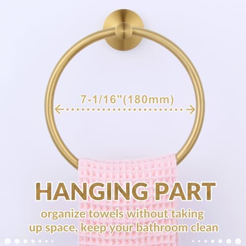 APLusee Brushed Gold Towel Ring for Bathroom Wall 1