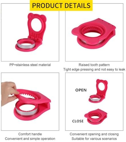 CHICHAUS Uncrustable Sandwich Maker with 37 Inch Circle Cutter and Sealer Rose Red