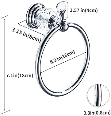 WOLIBEER Chrome Towel Ring with Crystal Balls