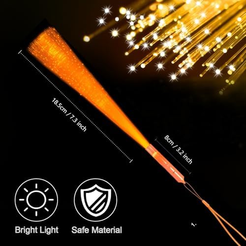 48 PCS Orange Glow Fiber Wands LED Light Wands