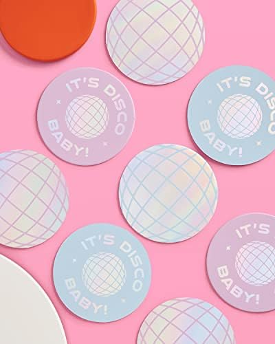 XO Fetti Disco Party Drink Coasters - 16pcs Iridescent Foil