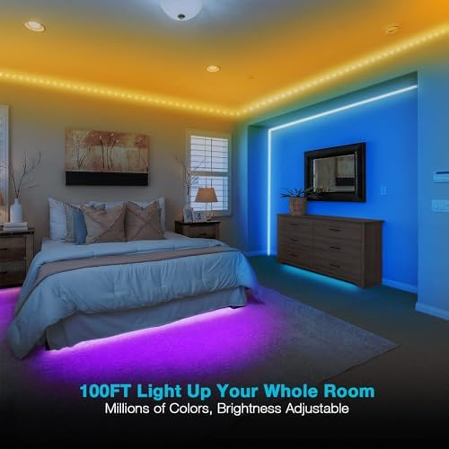 Dalattin 100ft LED Strip Lights 2 Rolls 50ft RGB Music Sync