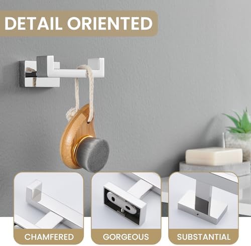 Suyar Double Towel Hook SUS304 Stainless Steel Polished Chrome Wall Mounted