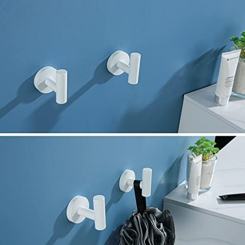SEABEFORE White Towel Hooks 2 Count Stainless Steel