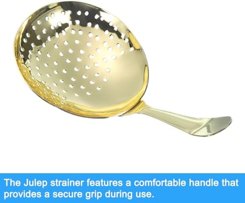 Uxcell Julep Strainer - Stainless Steel Cocktail Strainer 155mm Gold