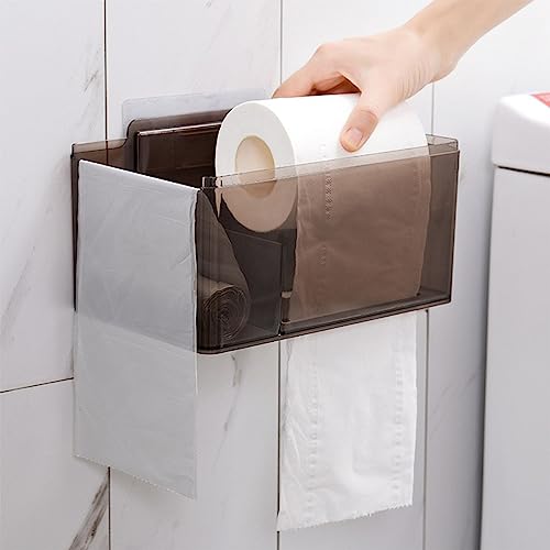 Cetomo Wall Mounted Toilet Paper Holder with Clear Brown Lid