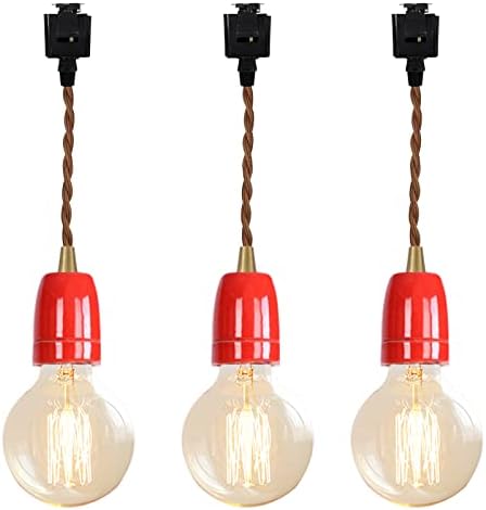 KAYYELAMP Red E26 Ceramic Base Mini Pendant Light Fixture Set of Three