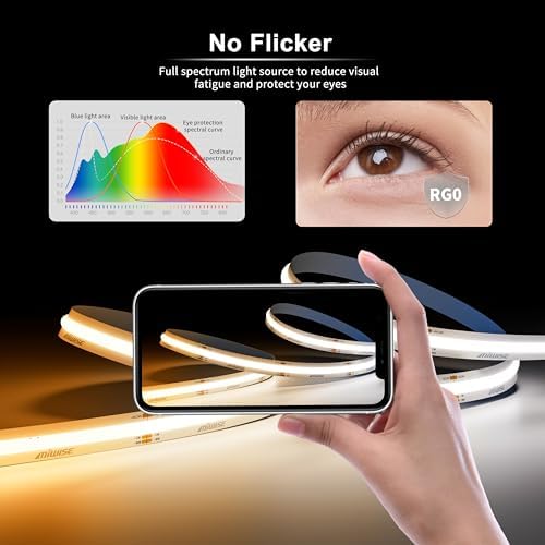 MIWISE CCT COB LED Strip Light 20ft Dimmable 2700K-6500K 1