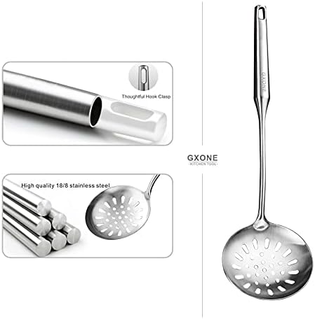 GXONE 304 Stainless Steel Skimmer Slotted Spoon with Hollow Handle 151Inch