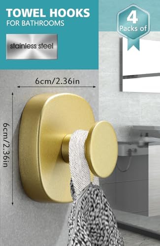 4 Pcs Stainless Steel Suction Cup Hooks for Shower and Bathroom