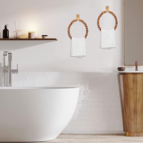 Vesici 2 Pcs Boho Towel Rack Wood Design