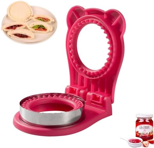 CHICHAUS Uncrustable Sandwich Maker with 37 Inch Circle Cutter and Sealer Rose Red