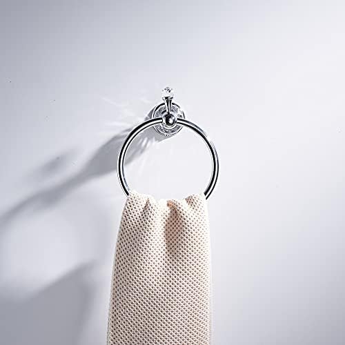 WOLIBEER Chrome Towel Ring with Crystal Balls