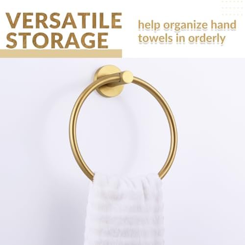 APLusee Brushed Gold Towel Ring for Bathroom Wall 1