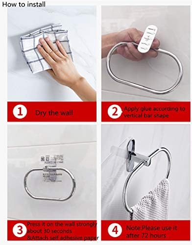 Ibluelover Oval Towel Ring No Drilling Wall Mount