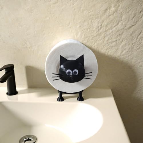 Cute Black Cat Toilet Paper Holder - 4D Printed Decor