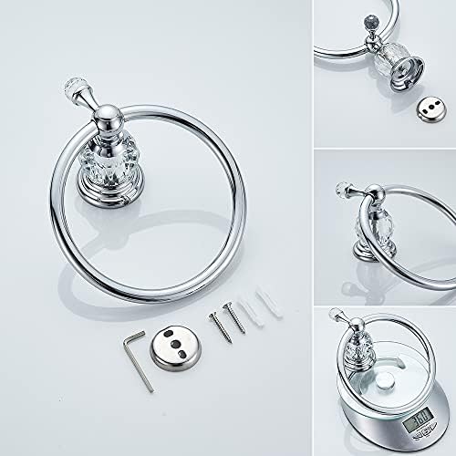 WOLIBEER Chrome Towel Ring with Crystal Balls