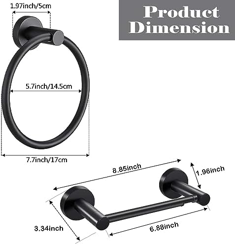 Matte Black Towel Ring and Paper Holder Set
