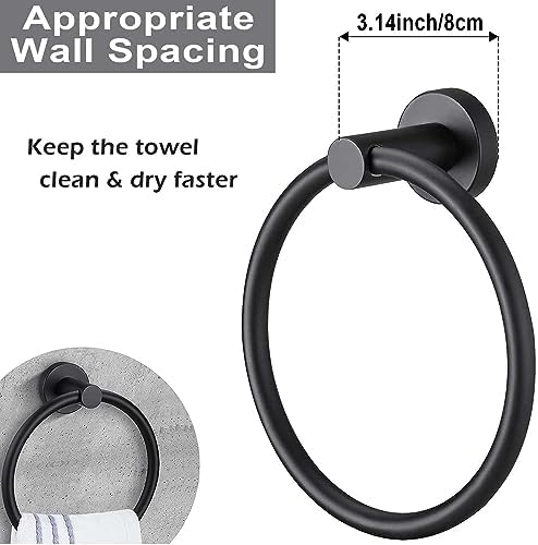 Matte Black Towel Ring and Paper Holder Set