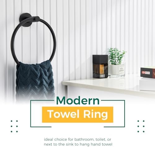 Aomasi Matte Black Towel Ring Durable Stainless Steel Swivel Bath Towel Holder