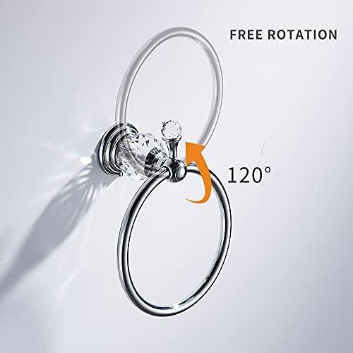 WOLIBEER Chrome Towel Ring with Crystal Balls