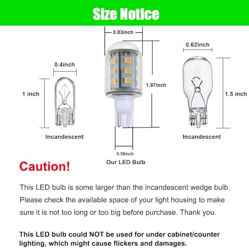 Makergroup T5 T10 LED Bulb 2Watt Cool White 6000K 6pcs