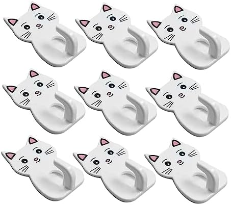 9pcs Cat Shaped Towel Hooks for Bathroom Storage 1