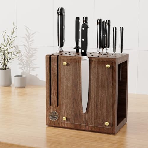 ACTESE Magnetic Knife Block with Glass Cover