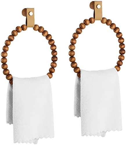 Vesici 2 Pcs Boho Towel Rack Wood Design
