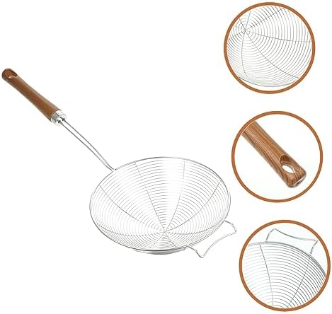 Cabilock 304 Stainless Steel Spider Skimmer Ladle with Wooden Handle