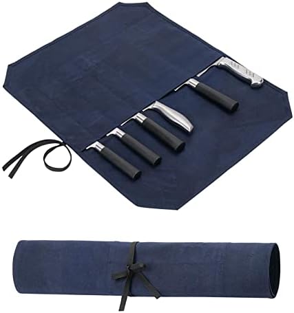 QCWN Waxed Canvas Knife Roll Bag with 6 Slots