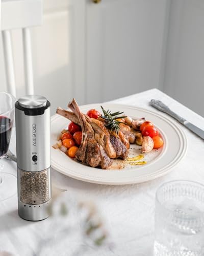 CIRCLE JOY Rechargeable Pepper Mill with Adjustable Coarseness and LED Light