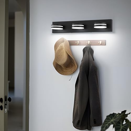 Bicrink 3-Light Matte Black Vanity Light Over Mirror