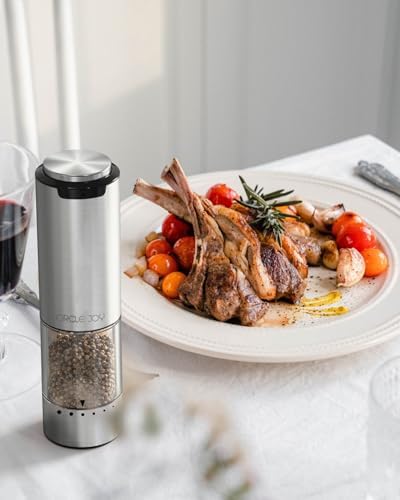 CIRCLE JOY Electric Salt Pepper Grinder Set with Rechargeable Base