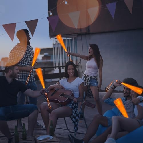 48 PCS Orange Glow Fiber Wands LED Light Wands