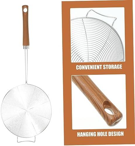Cabilock 304 Stainless Steel Spider Skimmer Ladle with Wooden Handle