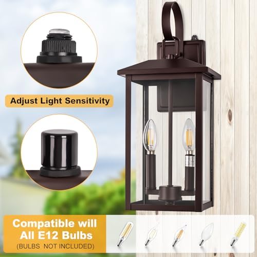 Brilvibera 2-Light Bronze Wall Light with Dusk to Dawn Sensor