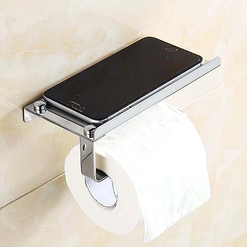 Stainless Steel Toilet Paper Holder with Shelf 1