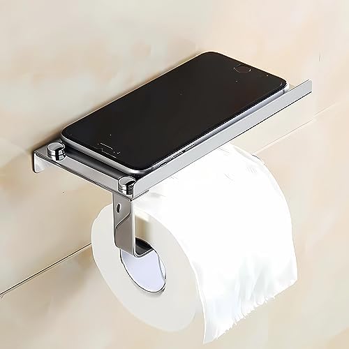 BREVELTION Wall Mounted Toilet Paper Holder with Storage Shelf 7x35inch 1